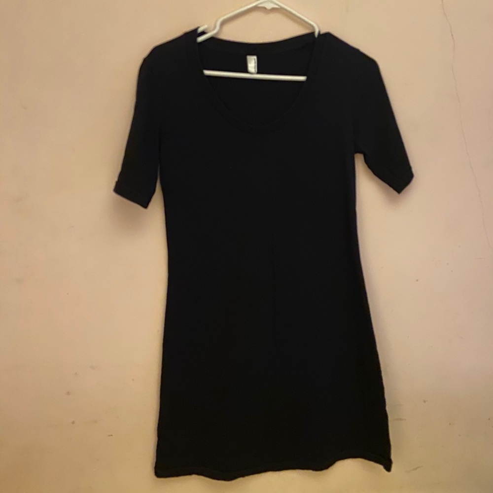 Black Cotton A-Line Dress